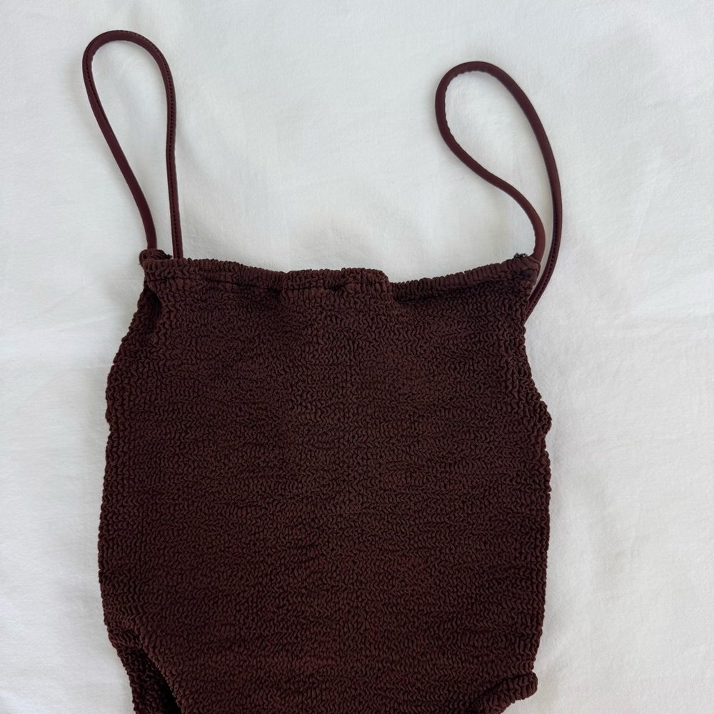 Brown Crinkle One-Piece Swimsuit
